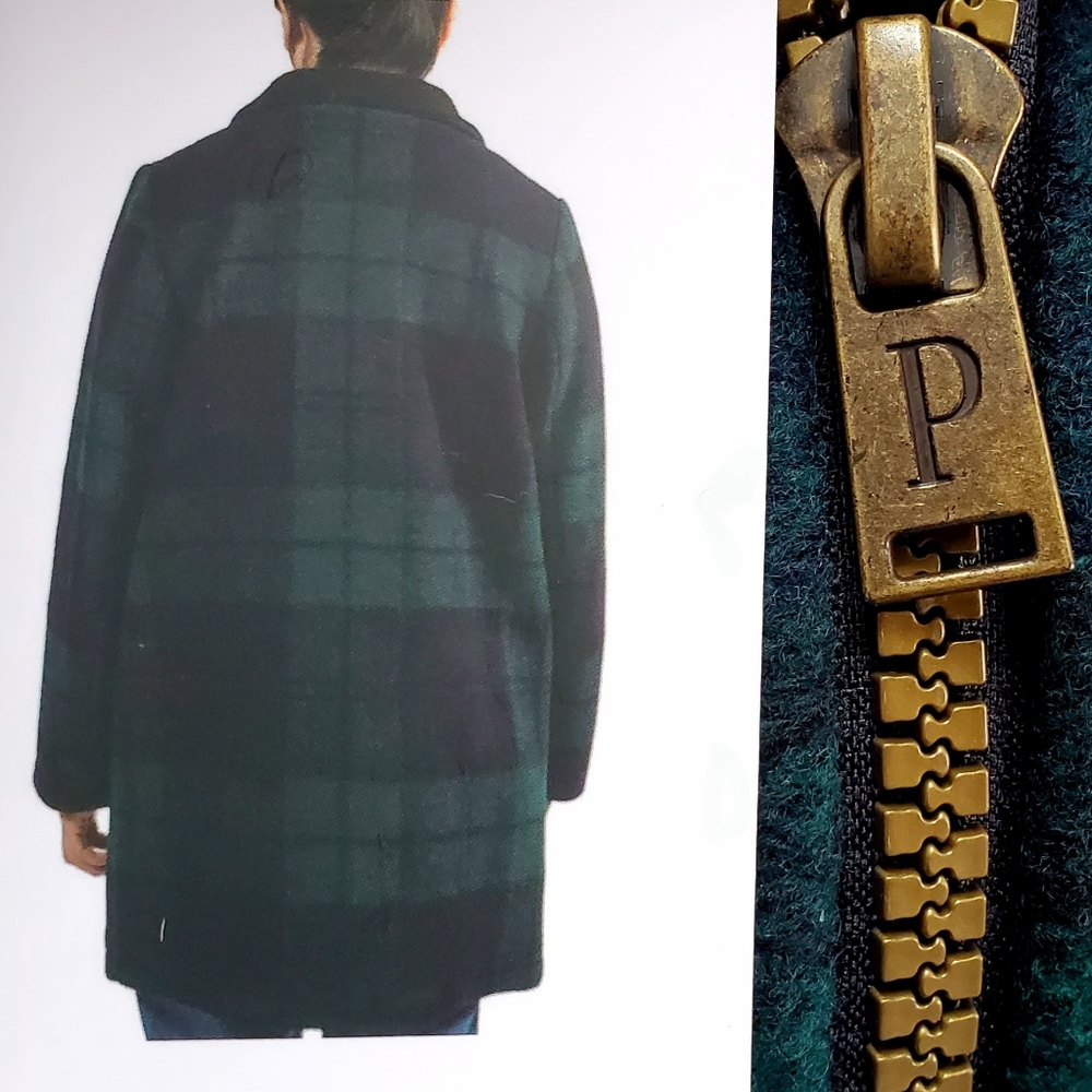 NEW Pendleton Women's Wool Blend Walker Topper Coat Green Blue Plaid - Picture 12 of 16